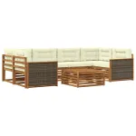 Set de canapele de exterior cu pernă 7 pcs Natural și Crem GartenMobel Dekor