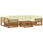 Set de canapele de exterior cu pernă 7 pcs Natural și Crem GartenMobel Dekor