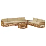 Set de canapele de exterior cu pernă 8 pcs Natural și Bej GartenMobel Dekor