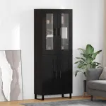 Bufet 2 pcs Stejar Negru Lemn Stratificat și Sticlă GartenMobel Dekor