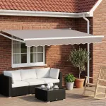 Copertină retractabilă electrică gri deschis 2,5 x 2 m cu LED și senzor