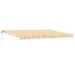 Marchiză retractabilă electrică galben/alb 4,5 x 3,5 m, semi-casetă