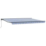 Marchiză retractabilă electrică pentru terasă, albastru/alb, 4x3,5 m