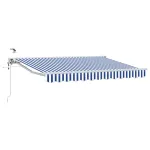 Marchiză retractabilă electrică de perete 3,5 x 2 m, albastru și alb