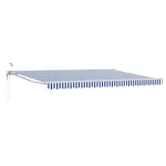 Marchiză electrică retractabilă 4 x 3,5 m, albastru-alb, semi-casetată