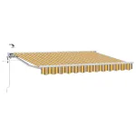 Marchiză electrică retractabilă semi-casetată, 3,5 x 2,5 m, galben/gri/alb