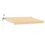 Marchiză electrică retractabilă galben-alb 3 x 2,5 m semi-casetată