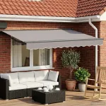 Marchiză electrică retractabilă gri deschis 2,5 x 2 m, semi-casetată