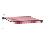Marchiză electrică retractabilă roșu alb 3,5 x 2,5 m, semi-casetată