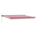 Marchiză electrică retractabilă roșu-alb 4,5x3,5 m, semi-casetată