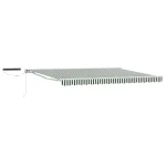 Marchiză retractabilă electrică verde-alb 5x3 m, semi-casetată