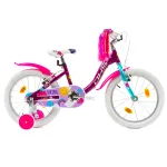 Bicicletă pentru copii DHS Spring 18 inch, mov, cu roți ajutătoare
