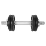 Gantera fitness 8 kg cu 4 discuri din otel si bara filetata, negru