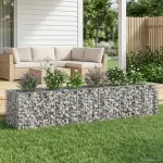 Pat ridicat din gabion 2 pcs Argintiu 260 x 60 x 55 cm GartenMobel Dekor