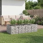 Pat ridicat din gabion 2 pcs Argintiu GartenMobel Dekor