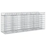 Pat ridicat din gabion 2 pcs Argintiu GartenMobel Dekor