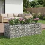 Pat ridicat din gabion 2 pcs Argintiu GartenMobel Dekor
