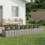 Pat ridicat din gabion 3 pcs Argintiu GartenMobel Dekor