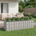 Pat ridicat din gabion 3 pcs Argintiu GartenMobel Dekor