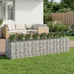 Pat ridicat din gabion 4 pcs Argintiu GartenMobel Dekor