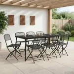 Set de Mobilier pentru Exterior 7 pcs Antracit Fier și Oțel GartenMobel Dekor