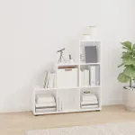 Bibliotecă în trepte, alb extralucios, 107 cm, lemn compozit GartenMobel Dekor