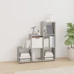 Bibliotecă în trepte, gri beton, 107 cm, lemn compozit GartenMobel Dekor