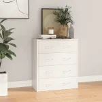 Servantă cu 4 sertare, alb extralucios, 60x30,5x71 cm GartenMobel Dekor