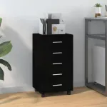 Dulap cu sertare și roți, negru, lemn prelucrat GartenMobel Dekor