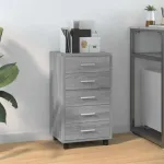 Dulap cu sertare și roți, gri sonoma, lemn prelucrat GartenMobel Dekor