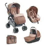 Carucior 3 in 1 Plebani D1 Trio cu landou si scaun auto, maro