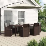 Set de masă pentru grădină 7 pcs Maro și gri deschis PP GartenMobel Dekor