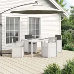 Set de masă pentru grădină cu pernă 5 pcs Alb și antracit PP GartenMobel Dekor