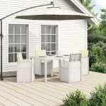 Set de masă pentru grădină cu pernă 5 pcs Alb și crem PP GartenMobel Dekor