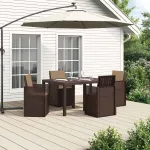 Set de masă pentru grădină cu pernă 5 pcs Maro și taupe PP GartenMobel Dekor
