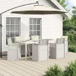Set de masă pentru grădină cu pernă 7 pcs Alb și crem PP GartenMobel Dekor