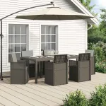 Set de masă pentru grădină cu pernă 7 pcs Gri deschis PP GartenMobel Dekor