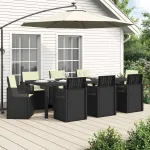 Set de masă pentru grădină cu pernă 9 pcs Antracit și crem PP GartenMobel Dekor