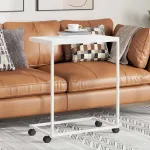 Măsuță laterală cu roți, alb, 55x35x70 cm, lemn prelucrat GartenMobel Dekor