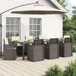 Set de masă pentru grădină 9 pcs Gri deschis și Crem PP GartenMobel Dekor