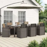 Set de masă pentru grădină 9 pcs Gri deschis și Gri taupe PP GartenMobel Dekor