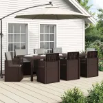 Set de masă pentru grădină 9 pcs Maro și gri deschis PP GartenMobel Dekor