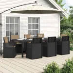 Set de masă pentru grădină cu pernă 9 pcs Antracit și Taupe PP GartenMobel Dekor