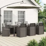 Set de masă pentru grădină cu pernă 9 pcs Gri deschis PP GartenMobel Dekor