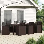 Set de masă pentru grădină cu pernă 9 pcs Maro și Antracit PP GartenMobel Dekor
