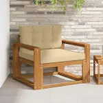 Canapea Medie pentru Exterior Lemn Solid de Acacia natural GartenMobel Dekor