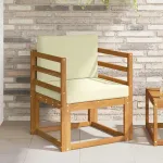 Canapea de exterior Lemn de acacia solid și poliester natural GartenMobel Dekor
