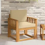 Canapea de exterior Lemn de acacia solid și poliester natural GartenMobel Dekor