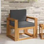 Canapea de exterior Lemn de acacia solid și poliester natural GartenMobel Dekor