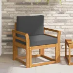 Canapea de exterior Lemn de acacia solid și poliester natural GartenMobel Dekor